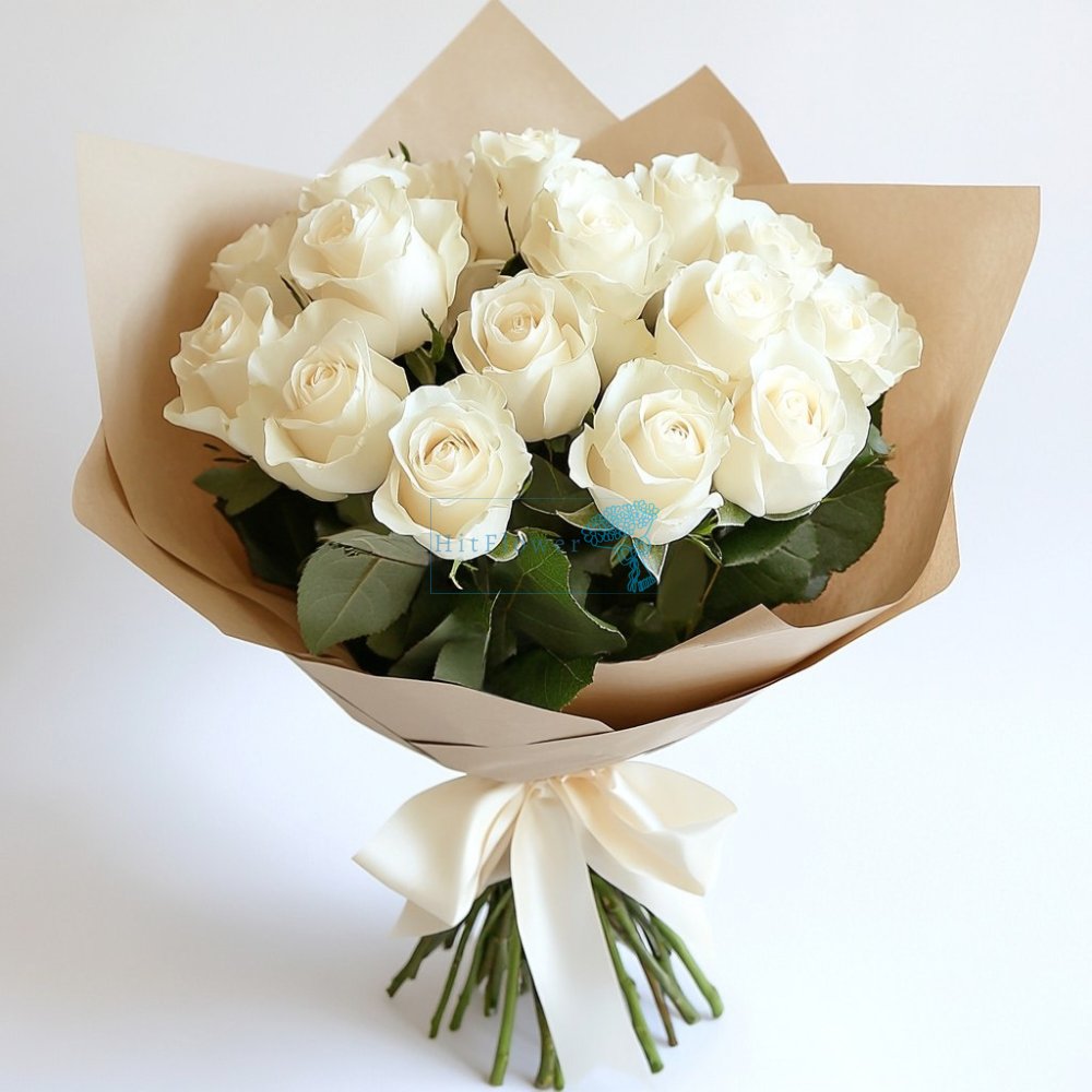 Букет 15 белых роз Букет роз 15 белых роз