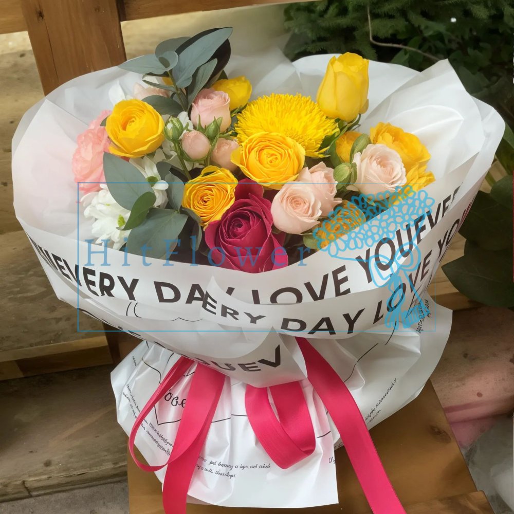 Букет цветов Солнечный Поцелуй Букет цветов из: Розы и Хризантемы